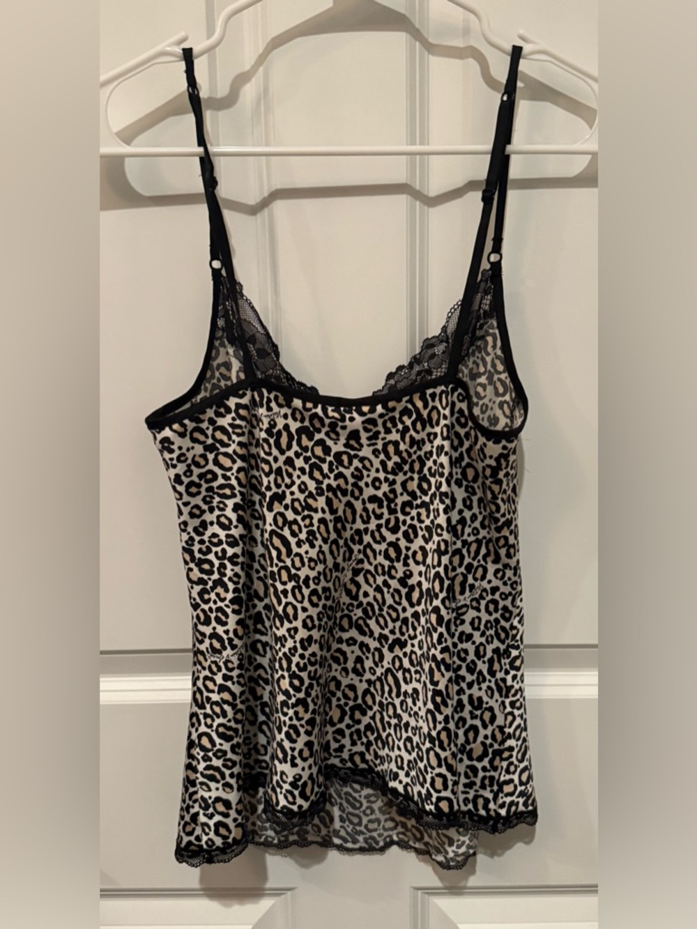 Victoria's Secret Leopard Satin Cami with Black Lace Trim - Picture 2 of 5